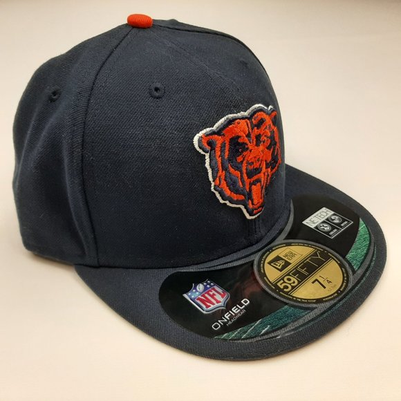 NFL Chicago Bears New Era 59 Fifty 7 1/4 Flat Bill Fitted Cap Hat Blue - Picture 3 of 5